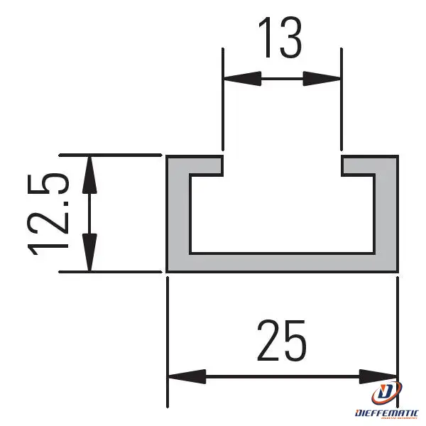 Profilo C alluminio 25 x 12.5 x 13 mm Bircher AP-5 209583