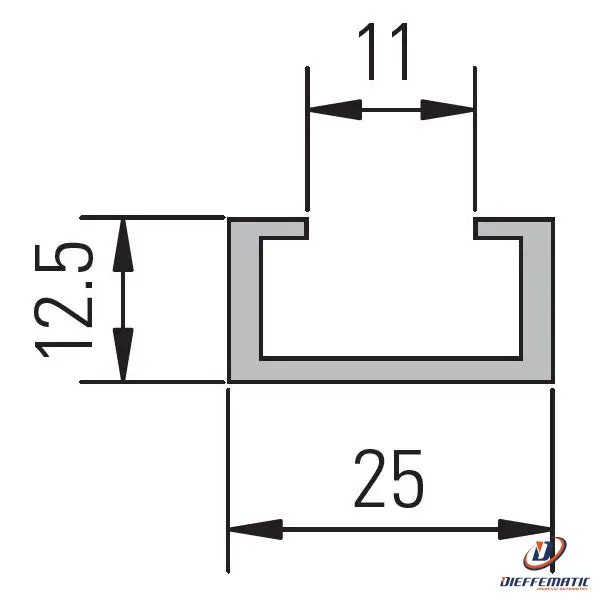 Profilo C alluminio 25 x 12,5 x 11 mm Bircher AP-7 209591