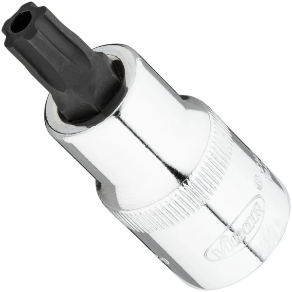 Embout de tournevis VIGOR TR-Plus carré 125 mm (1/2 pouce) profil interne 5 étoiles avec tenon T50+H V7055-IPR50 choisir à...