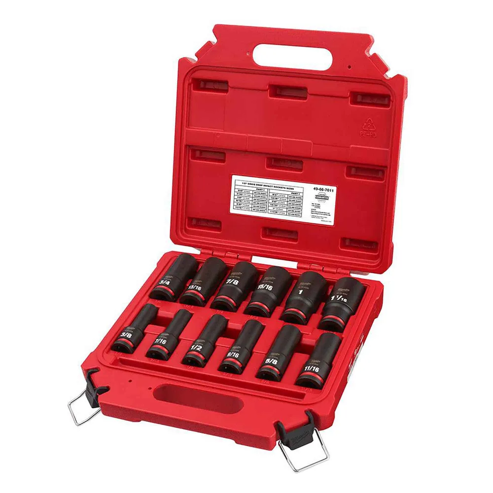 Jeu de douilles à chocs profondes à 6 points SAE à prise de 1/2", Shockwave Impact Duty (12 pièces)