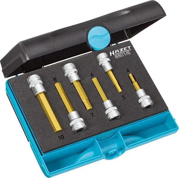 Jeu de douilles tournevis Hazet carré creux 10 mm profil à six pans creux nombre d'outils : 6 version courte avec...