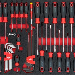 Jeu de tournevis VIGOR pour Série XL profil à fente 05 x 3 - 16 x 10 7 - 13 PH0 - PH3 T6 - T40 nombre d'outils :...