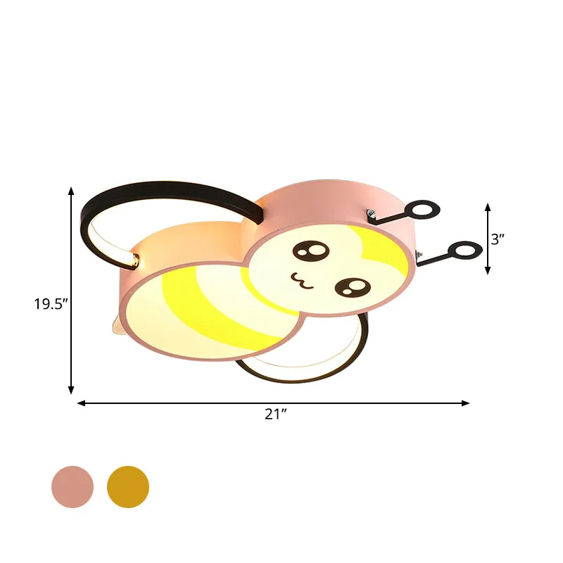 Joli support de plafond en forme d'abeille, Style dessin animé, acrylique jaune/rose, éclairage encastré pour chambre à co...