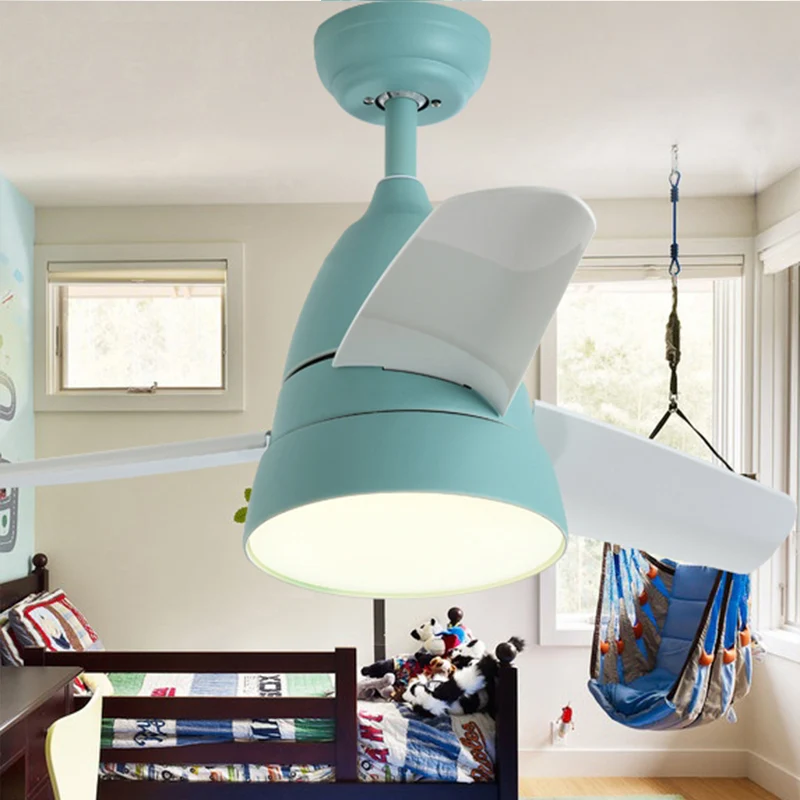 Lampe de ventilateur de plafond circulaire en métal pour enfants, 1 lumière, noir/blanc/rose, 3 pales, semi-encastrée, pou...