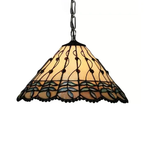 Lampes suspendues de cuisine en verre teinté avec chaînes réglables, plafonnier à cône Tiffany