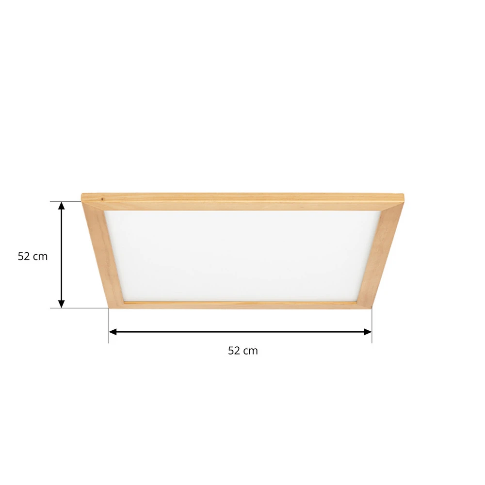 Lucande Plafonnier LED Joren, 52 cm, bois, CCT, télécommande