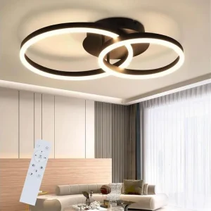 NETTLIFE Plafonnier LED 76W Dimmable Design Contemporain Lampe de Salon avec Télécommande pour Chambre à Coucher Cuisine M...