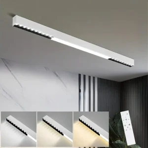 NETTLIFE Plafonnier LED Blanc 25W Lampe de Salon Actuel Dimmable Longue Lampe de Bureau avec Télécommande 80CM pour Chambr...
