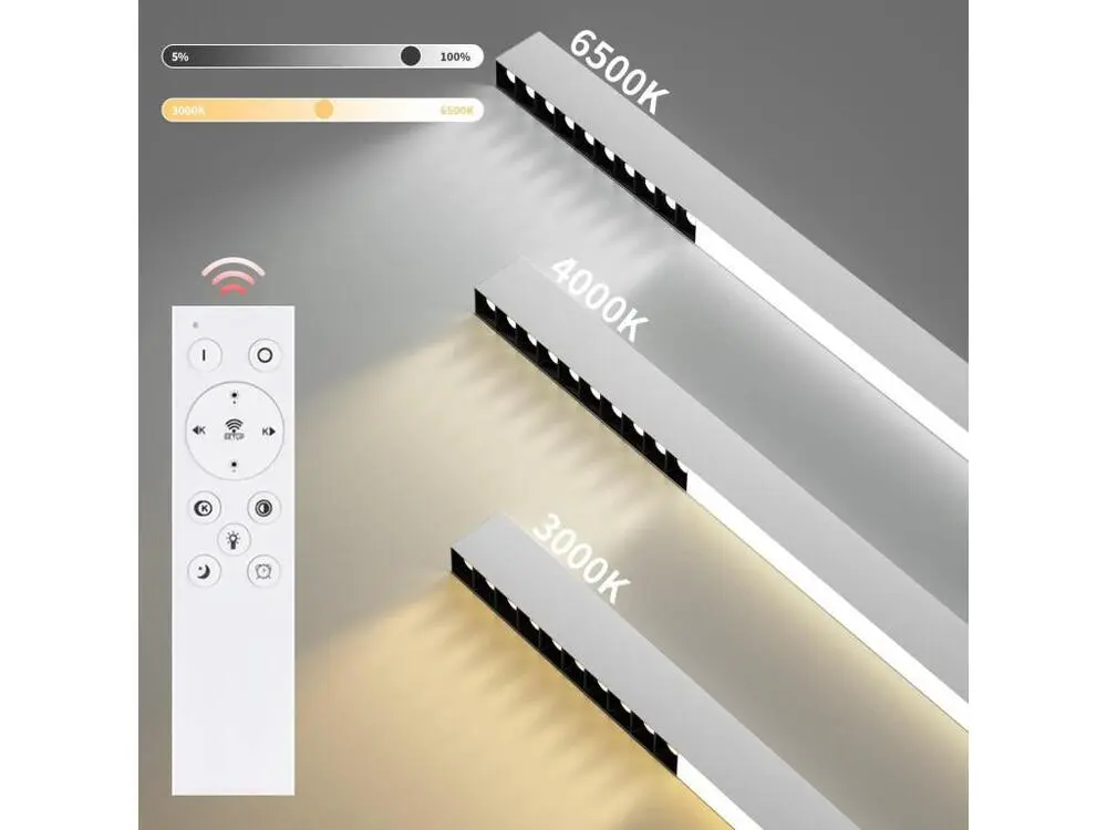 NETTLIFE Plafonnier LED Blanc 25W Lampe de Salon Actuel Dimmable Longue Lampe de Bureau avec Télécommande 80CM pour Chambr...