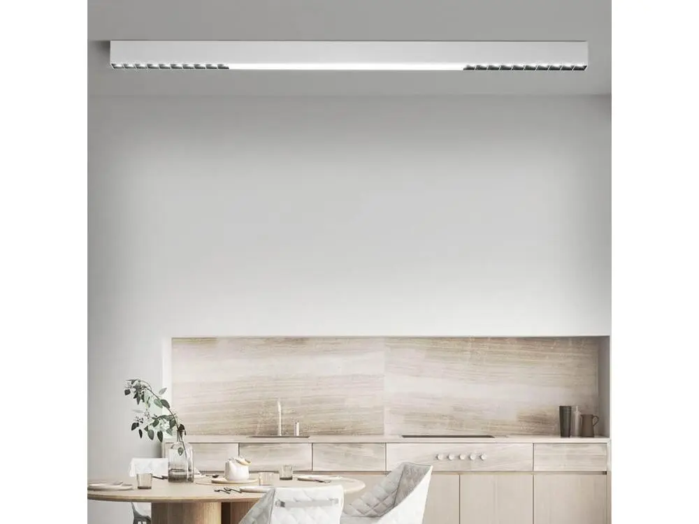 NETTLIFE Plafonnier LED Blanc 25W Lampe de Salon Actuel Dimmable Longue Lampe de Bureau avec Télécommande 80CM pour Chambr...
