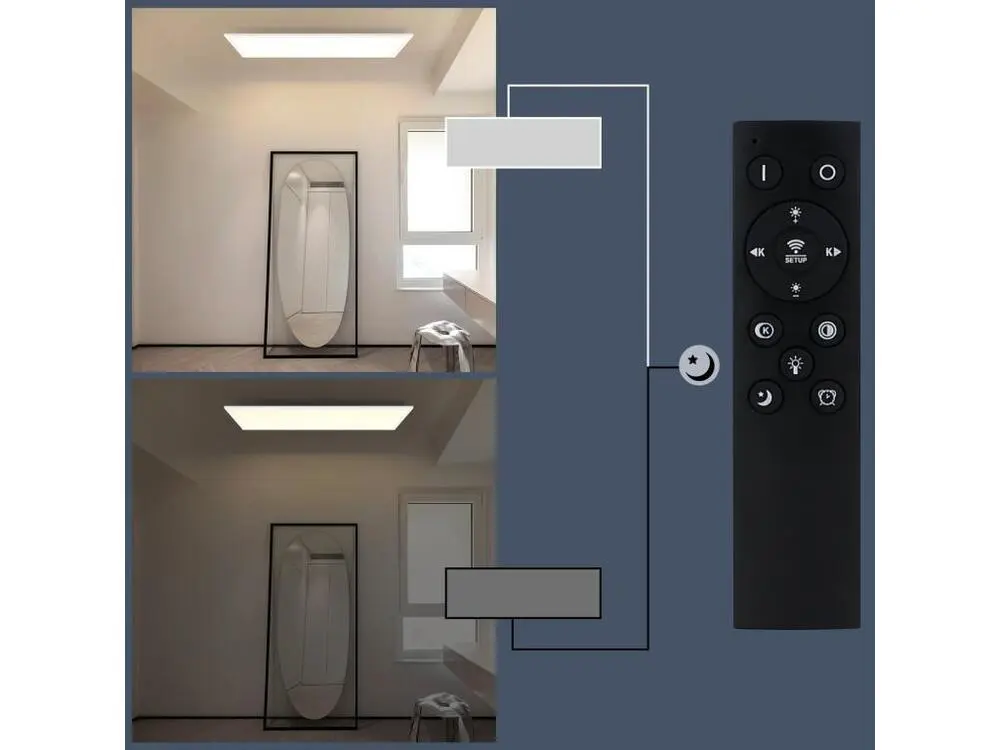NETTLIFE Plafonnier LED, 80 x 30 cm,39W, 3000 K Dimmable, Plat, Lampe avec Télécommande, Panneau, Blanc, Lampe de Bureau p...