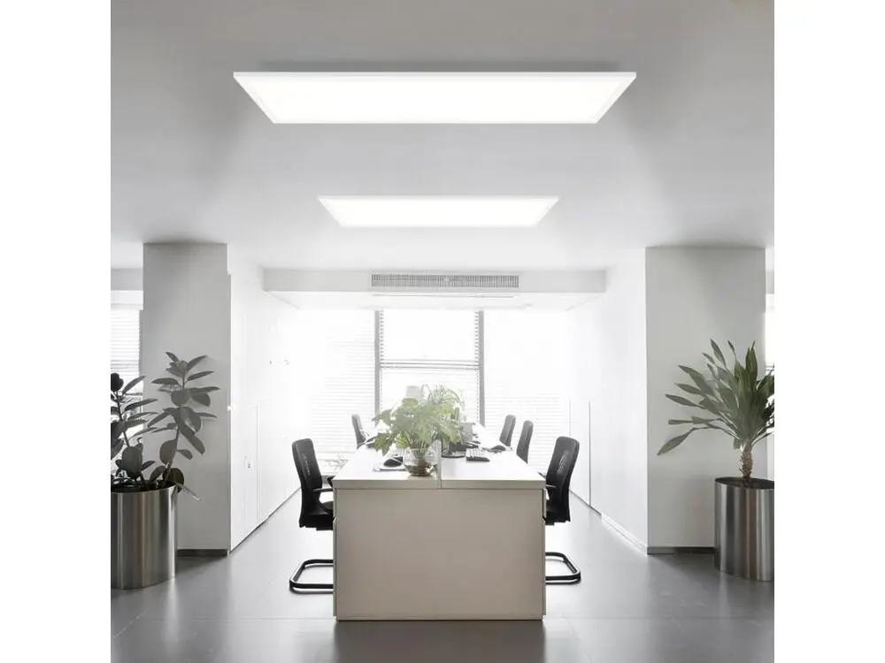 NETTLIFE Plafonnier LED, 80 x 30 cm,39W, 3000 K Dimmable, Plat, Lampe avec Télécommande, Panneau, Blanc, Lampe de Bureau p...
