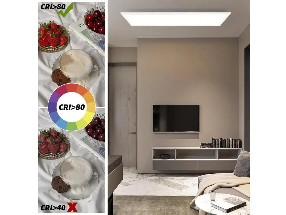 NETTLIFE Plafonnier LED, 80 x 30 cm,39W, 3000 K Dimmable, Plat, Lampe avec Télécommande, Panneau, Blanc, Lampe de Bureau p...