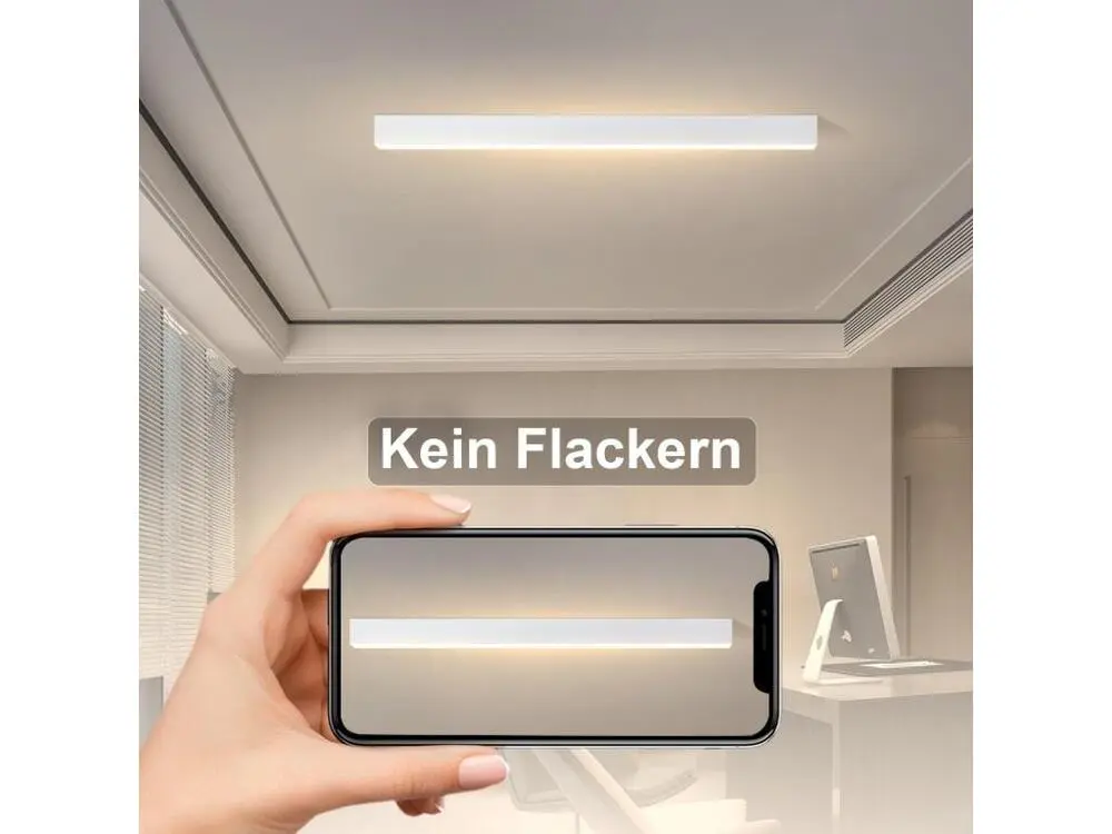 NETTLIFE Plafonnier LED Noir Actuel 107CM Longue Dimmable avec Télécommande Lampe de Bureau 32W Panneau pour Cuisine Chambre