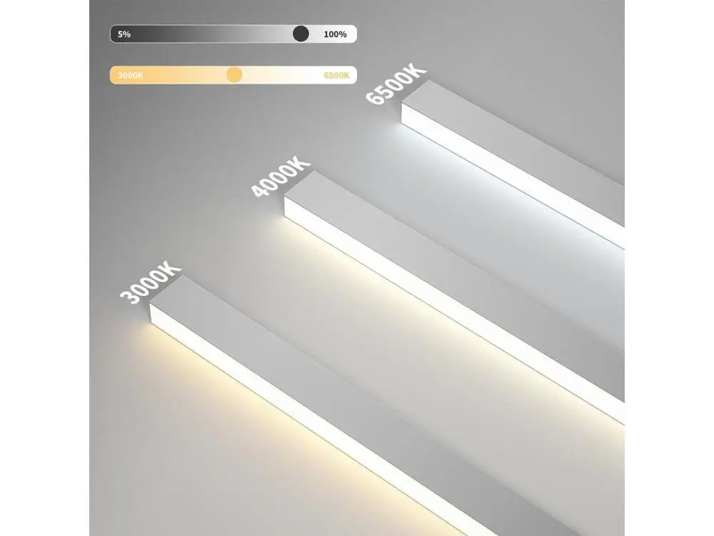 NETTLIFE Plafonnier LED Noir Actuel 107CM Longue Dimmable avec Télécommande Lampe de Bureau 32W Panneau pour Cuisine Chambre