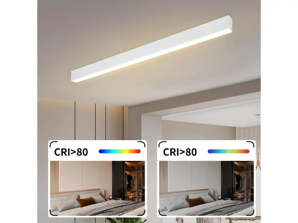 NETTLIFE Plafonnier LED Noir Actuel 107CM Longue Dimmable avec Télécommande Lampe de Bureau 32W Panneau pour Cuisine Chambre