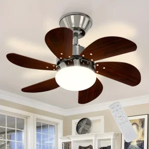 NETTLIFE Ventilateur de plafond blanc avec éclairage, télécommande, silencieux, avec minuterie, 6 pales, pour chambre à co...