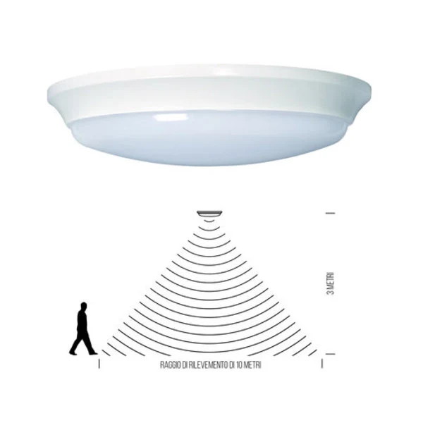 PLAFONIERA POLICARBONATO VERSATILE CON SENSORE DI MOVIMENTO MICROONDE 12W/83 IP44 BOTLIGHTING 4116165