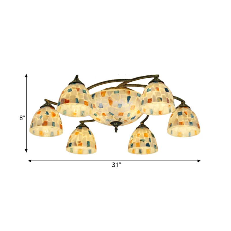 Plafonnier en forme de dôme, coque Tiffany, 3/9/11 lumières, éclairage Semi-encastré blanc pour salon