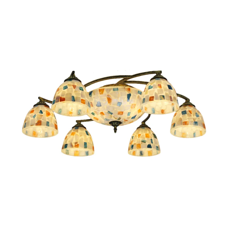 Plafonnier en forme de dôme, coque Tiffany, 3/9/11 lumières, éclairage Semi-encastré blanc pour salon