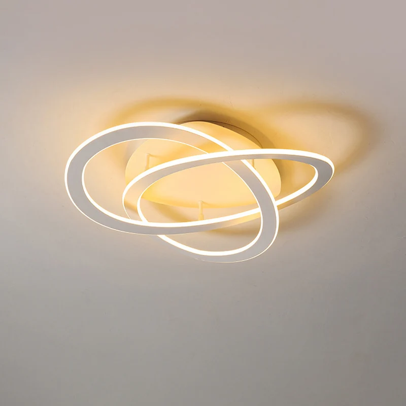 Plafonnier LED pour chambre à coucher, 21,5/29,5 pouces, blanc/or, luminaire semi-encastré avec abat-jour en acrylique à b...