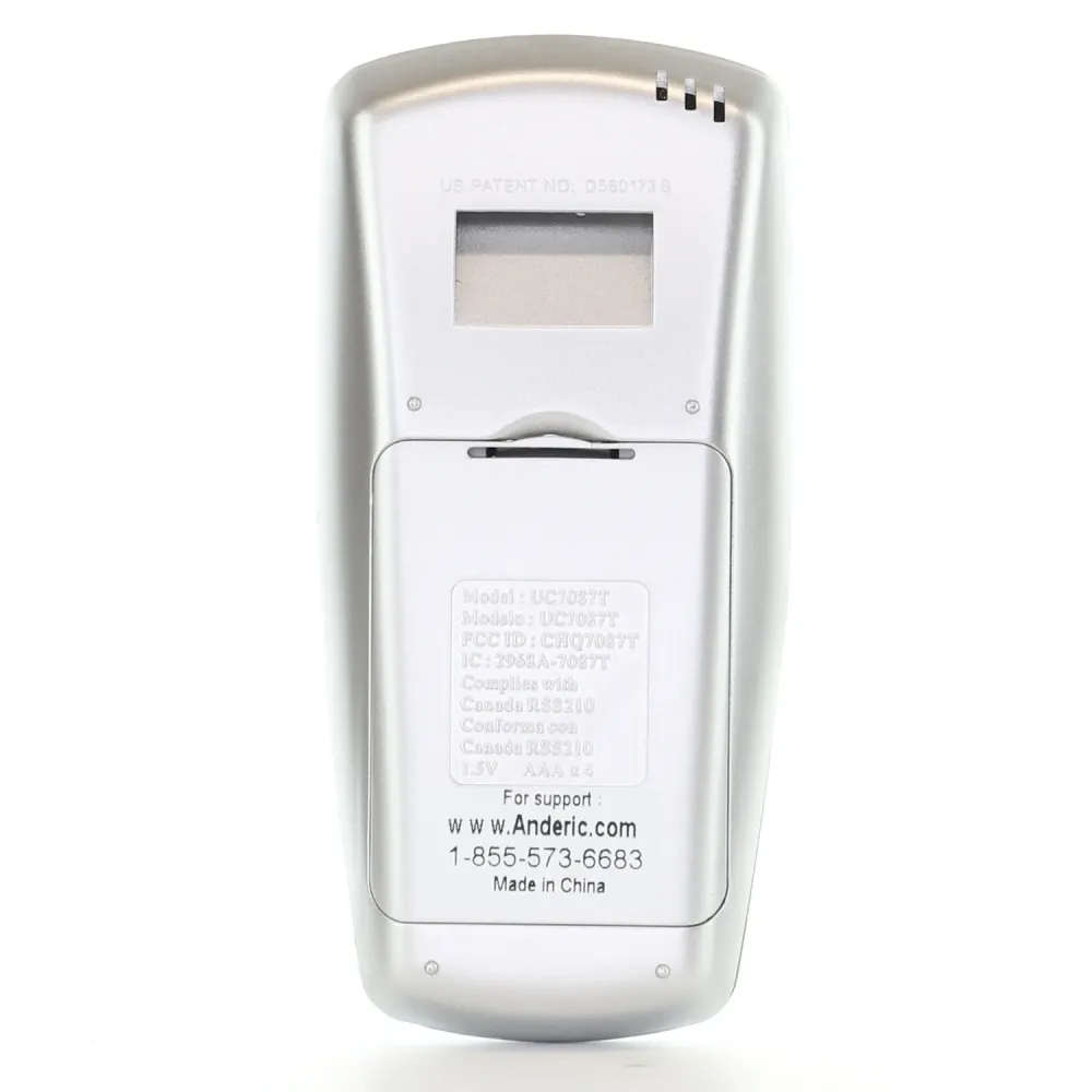 Télécommande Anderic UC7087TR avec fonction marche arrière pour ventilateur de plafond Hampton Bay - RR7087TR