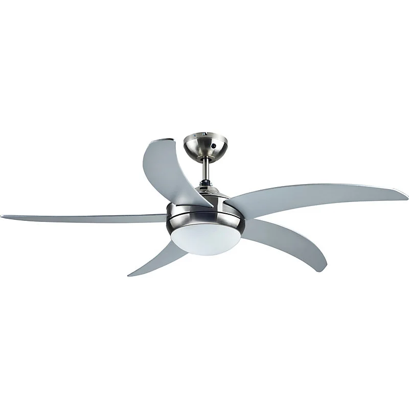 Ventilateur de plafond avec éévidentage GoodHome Hanki coloris argent pour pièce de 25 m² Ø.132 cm