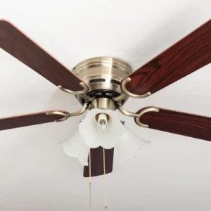 Ventilateur de plafond extra plat Pepeo Kisa Raffiné pales laiton antique palissandre / noyer avec éévidentage 105420192 a...