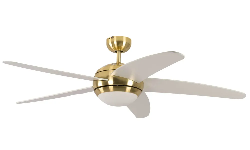 Ventilateur de plafond Pepeo Melton laiton / blanc 132 cm avec éévidentage et télécommande 13422010132v2 se procurer à bas...