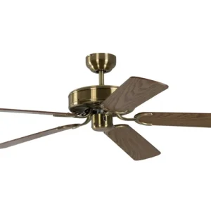 Ventilateur de plafond Pepeo Potkuri laiton antique / chêne 132 cm avec chaînette 1334201232 commander à bas prix