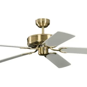Ventilateur de plafond Pepeo Potkuri laiton antique / blanc 132 cm avec chaînette 1334201232v3 prendre à bas prix