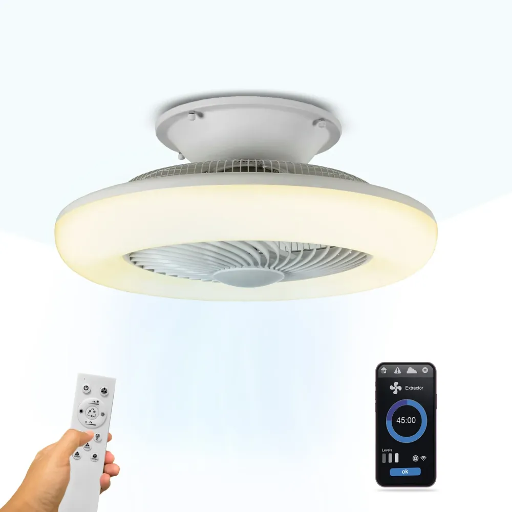 Ventilatore Soffitto LED Dimmerabile Autonome Wi-Fi con Telecomando e App Tuya
