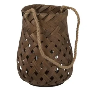 Ampoule au xénon haute performance Lanterne Ronde en Bambou "Tresse" 30cm Marron