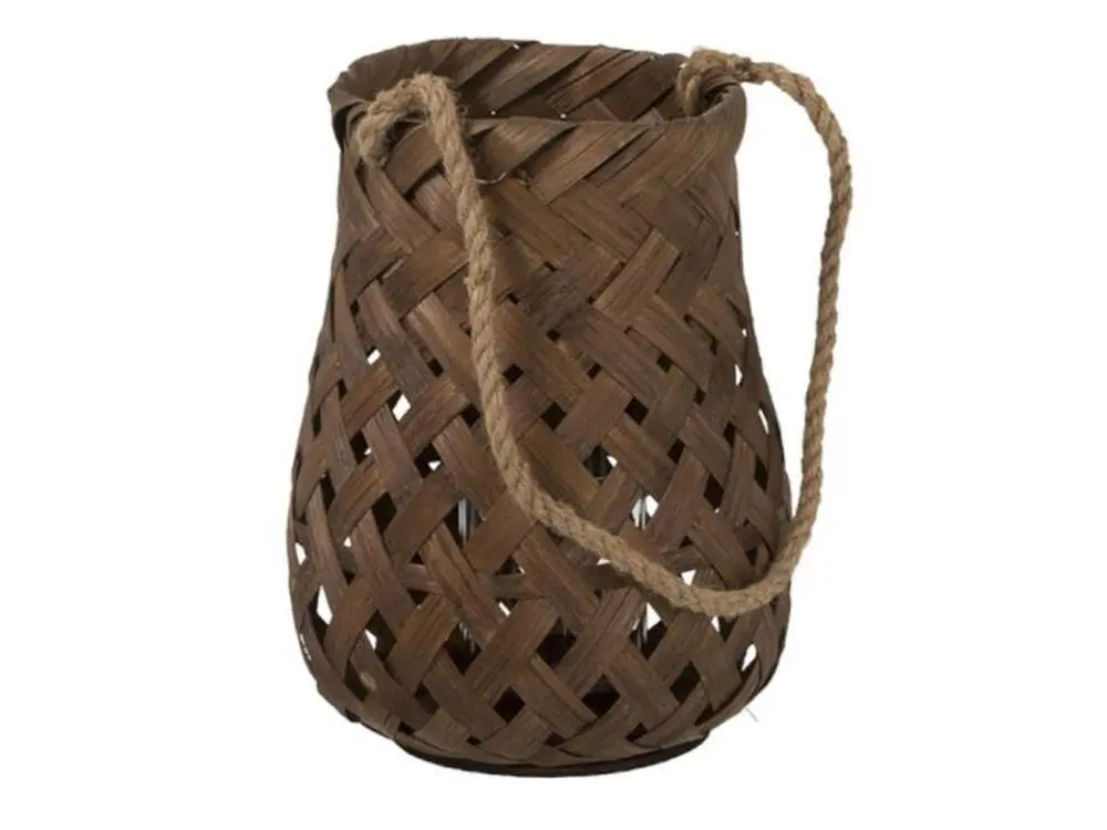 Ampoule au xénon haute performance Lanterne Ronde en Bambou "Tresse" 30cm Marron