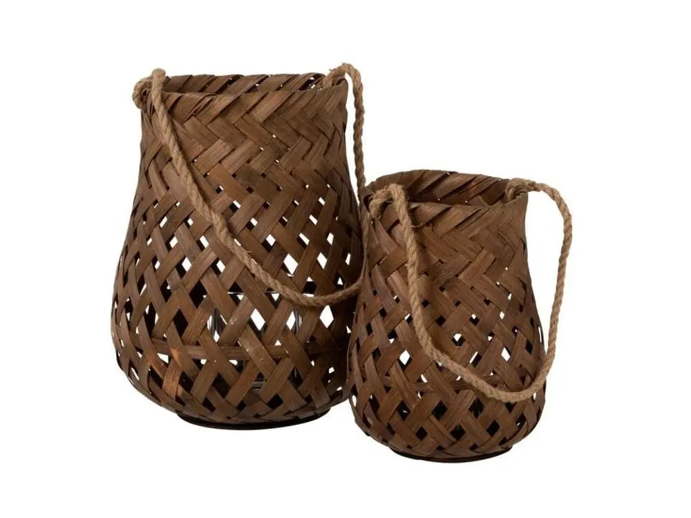 Ampoule au xénon haute performance Lanterne Ronde en Bambou "Tresse" 30cm Marron