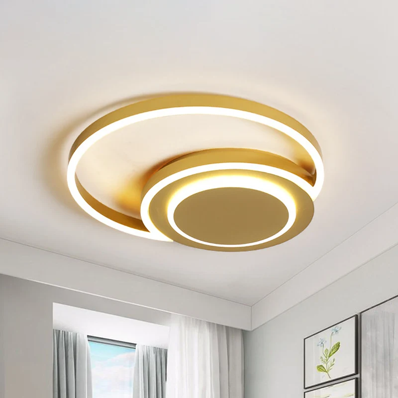 Halbmondförmige Schlafzimmer-Deckenleuchte aus Acryl, moderne 18"/21,5" breite LED-Einbauleuchte Ton or