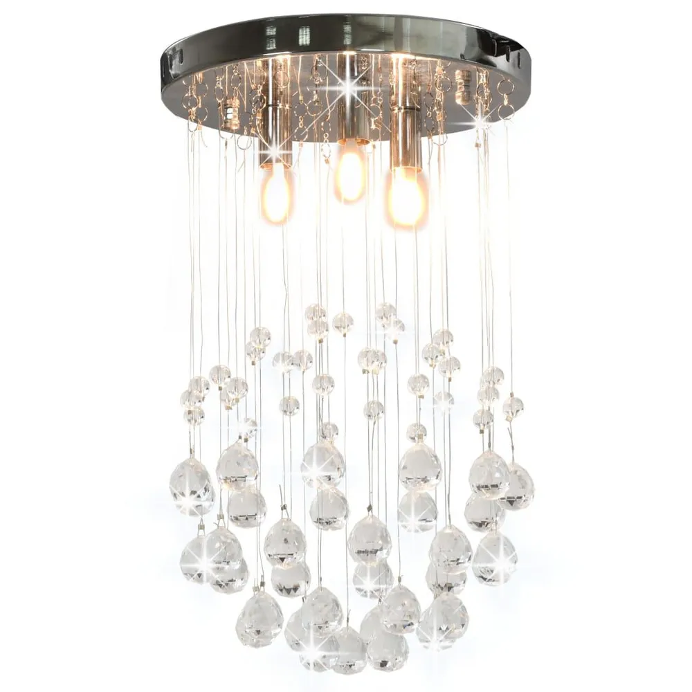 Krypton longue durée Plafonnier avec perles de cristal Argenté Sphère 3 ampoules G9