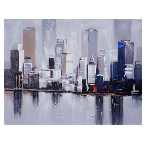 Mendler peinture à l'huile skyline Neuf York peinture murale 100% peinte à la main XL 120x90cm 51273 acheter à ba...