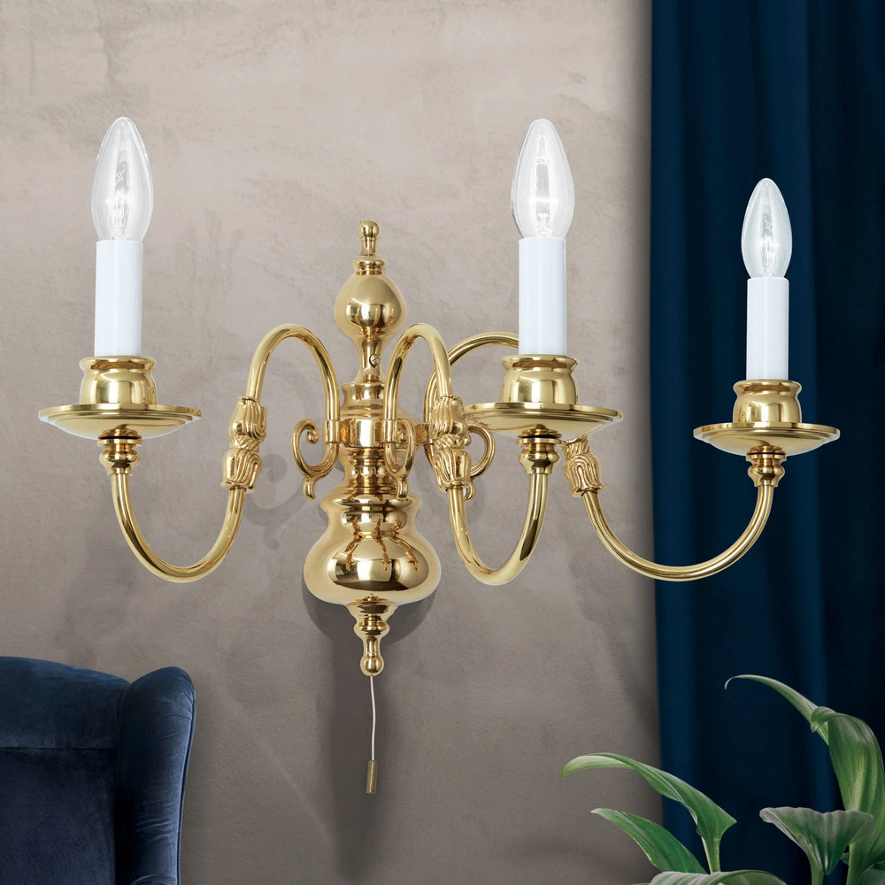 Applique Imke à 3 lampes laiton poli pour éclairage de lecture