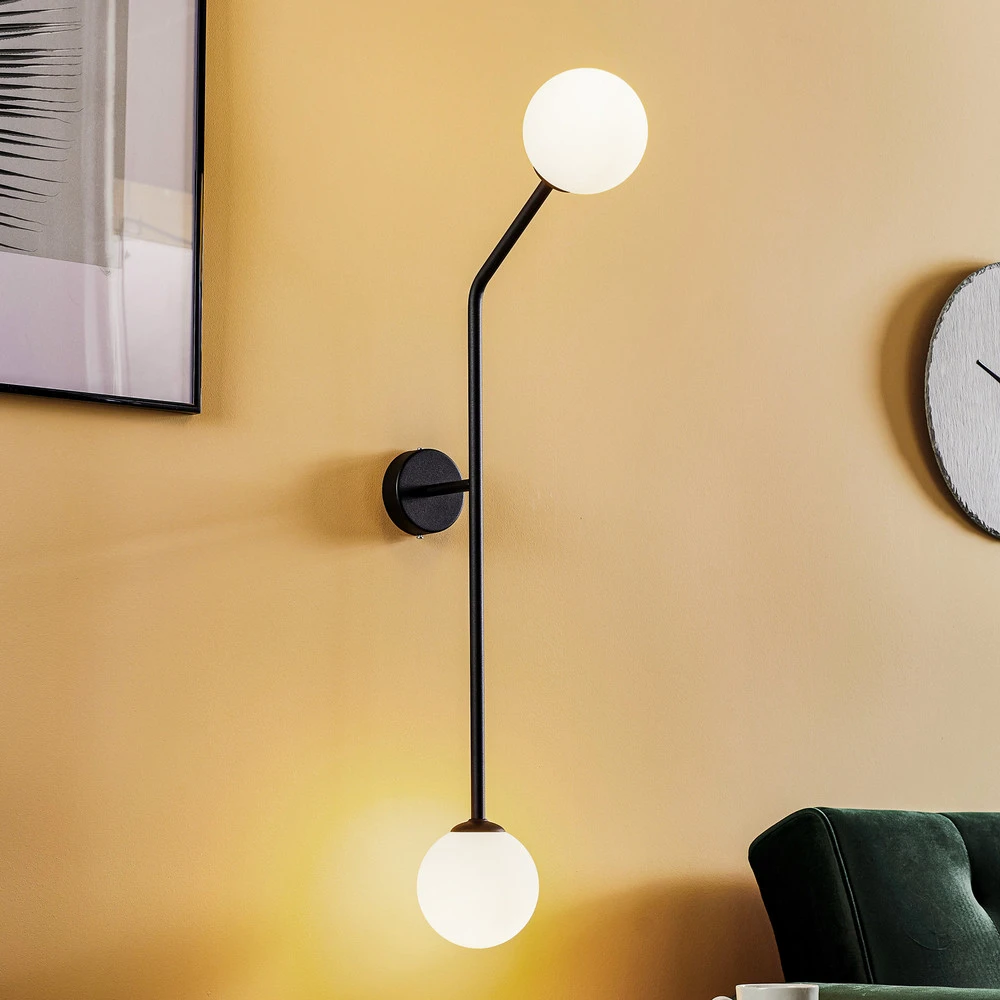 Applique Intègre, 2 lampes, noire, verticale