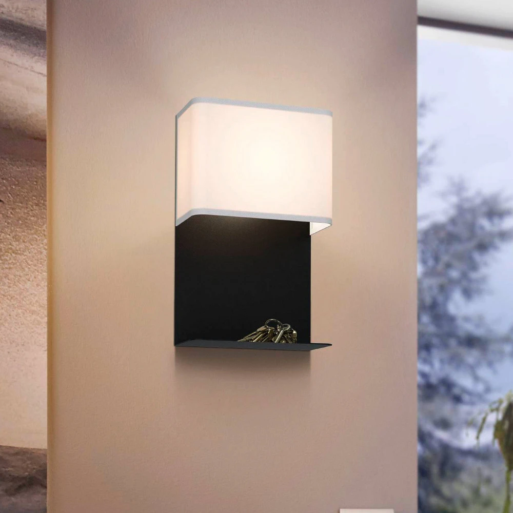 Applique LED Galdakao avec textile, noir/blanc pour miroir de salle de bain