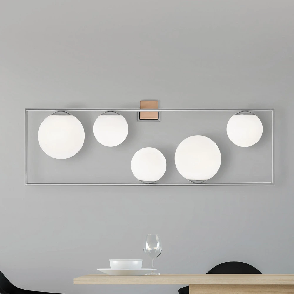Applique murale Buble, couleur acier, à 5 lampes, verre - Montage Facile