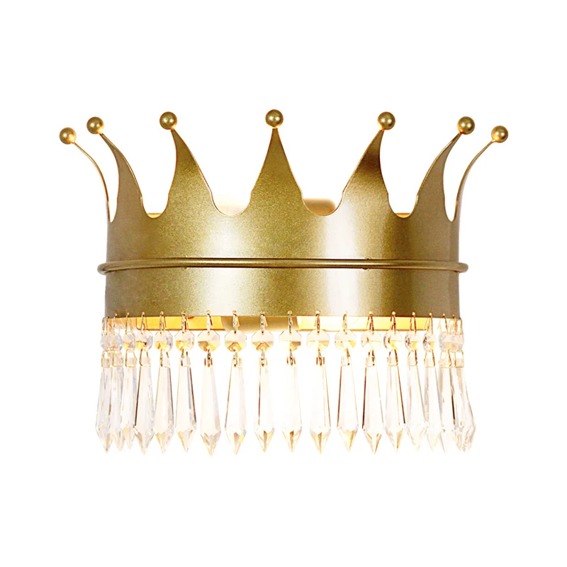 Applique murale couronne dorée, Vintage, élégante, 2 lumières, en métal, avec décoration en cristal net Dimensions : 15 x...