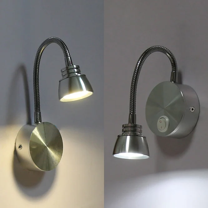 Applique murale en forme de dôme en aluminium, lumière LED chaude/blanche actuel, lampe de lecture chromée avec bras régla...