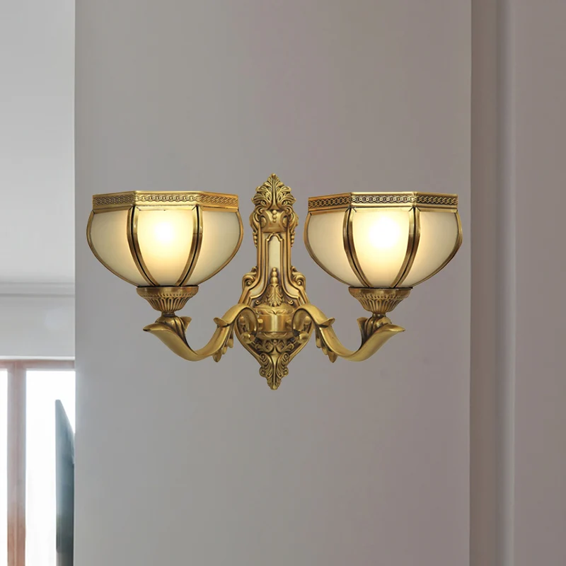 Applique murale en forme de dôme en métal, 1/2 ampoule, luminaire habituel pour salon, en laiton pour éclairage de lecture