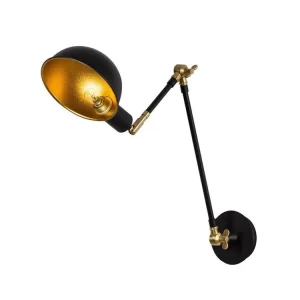 Applique Murale Interieur, Lampe Murale Industrielle Bois, Noir 6x12x27 Cm avec interrupteur intégré