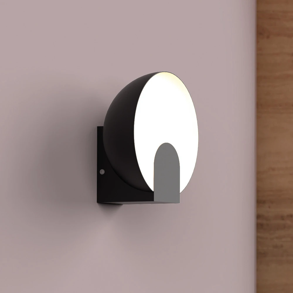 Applique murale LED Óculo, noir, métal, lumière indirecte pour éclairage de lecture