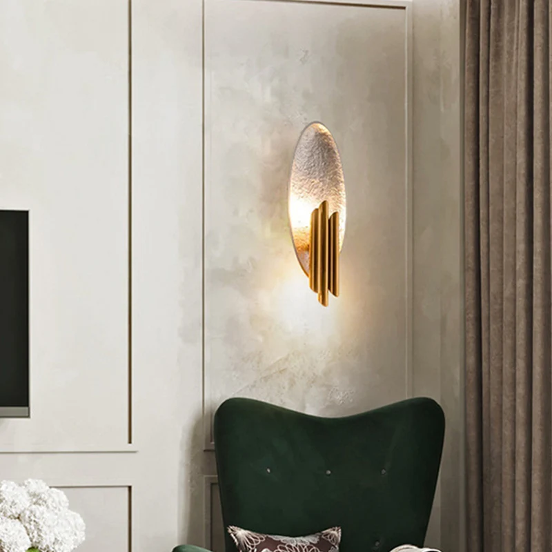 Applique murale LED en forme d'oblongue pour salon, luminaire mural en métal de Style postmoderne pour couloir et escalier