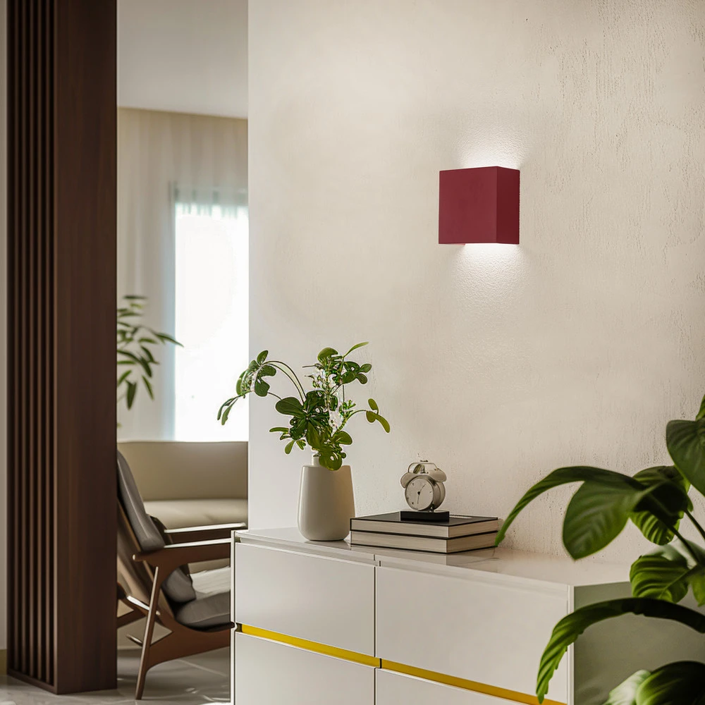 Applique murale LED Gianto up/down, rouge pour salle de bain IP44