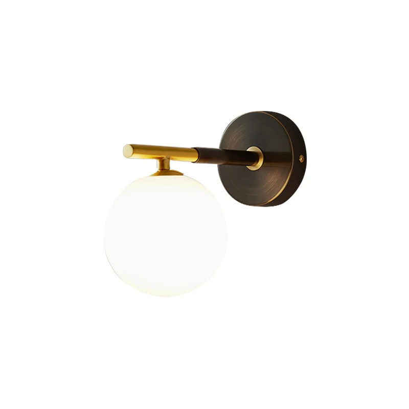 Applique murale LED en laiton Global du milieu du siècle, 1/2 ampoules, luminaire mural en verre blanc avec fixation invis...